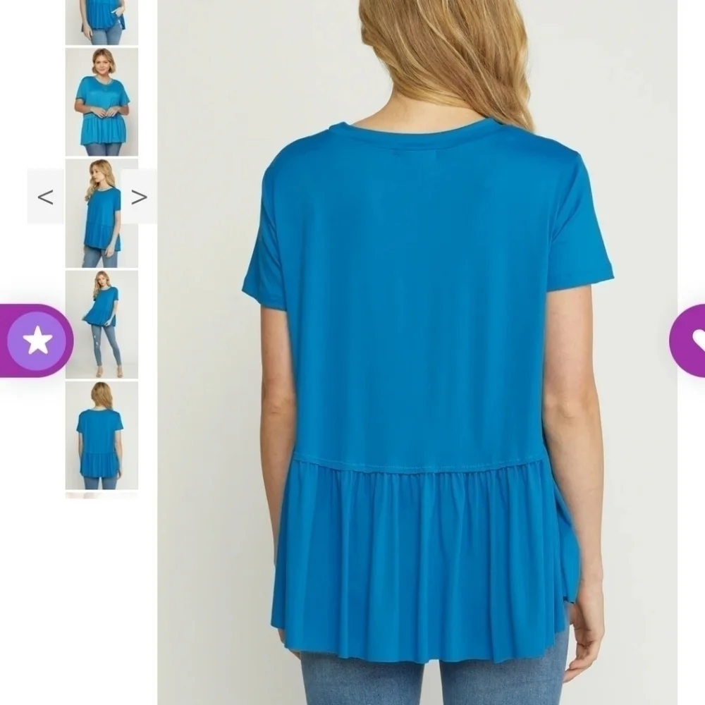 Entro short sleeve Peplum Top Blue size 1X - Picture 3 of 12